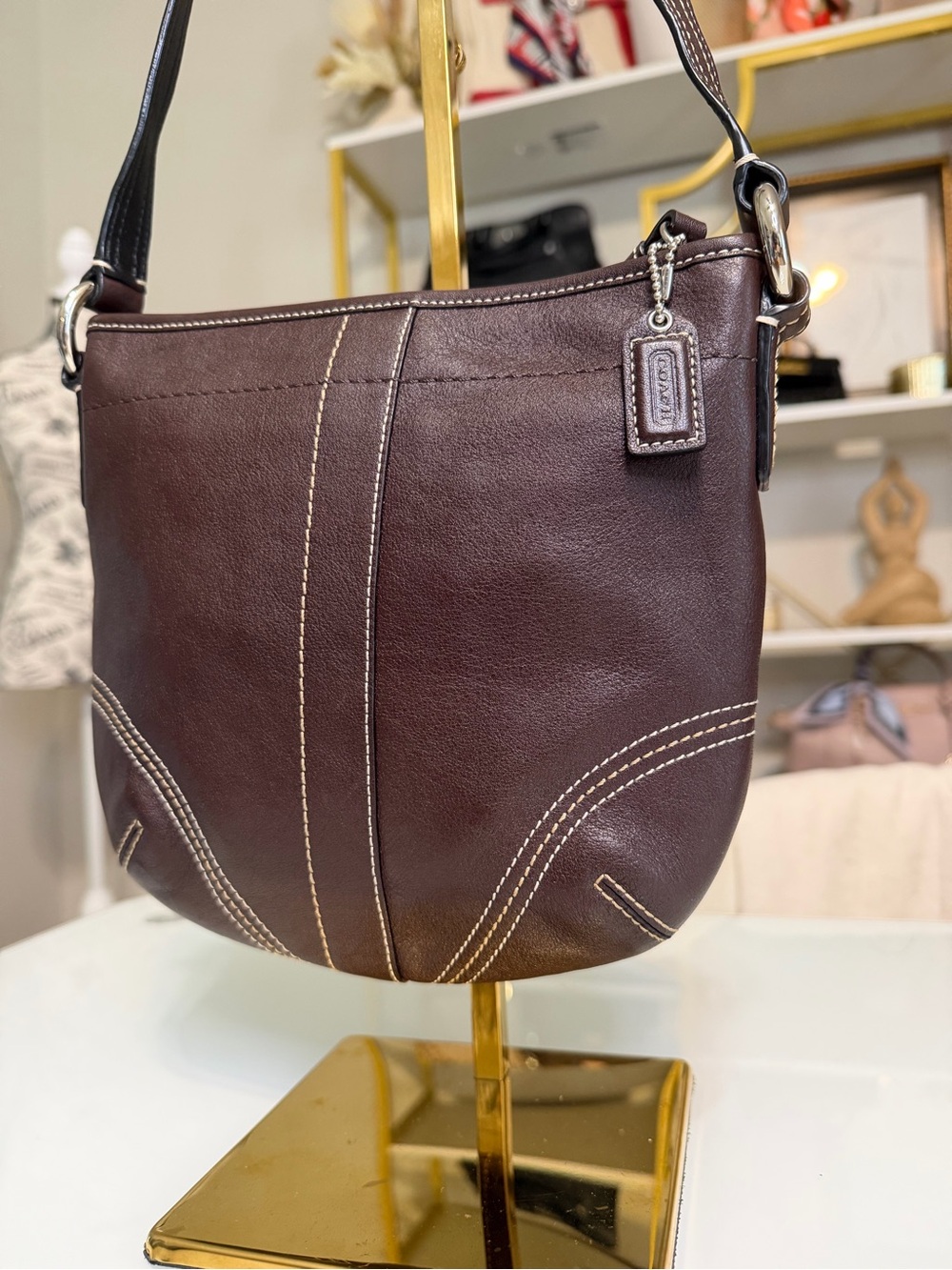 Coach Vintage Soho Mini Leather Crossbody Shoulder Bag in Dark Brown - Picture 6 of 11